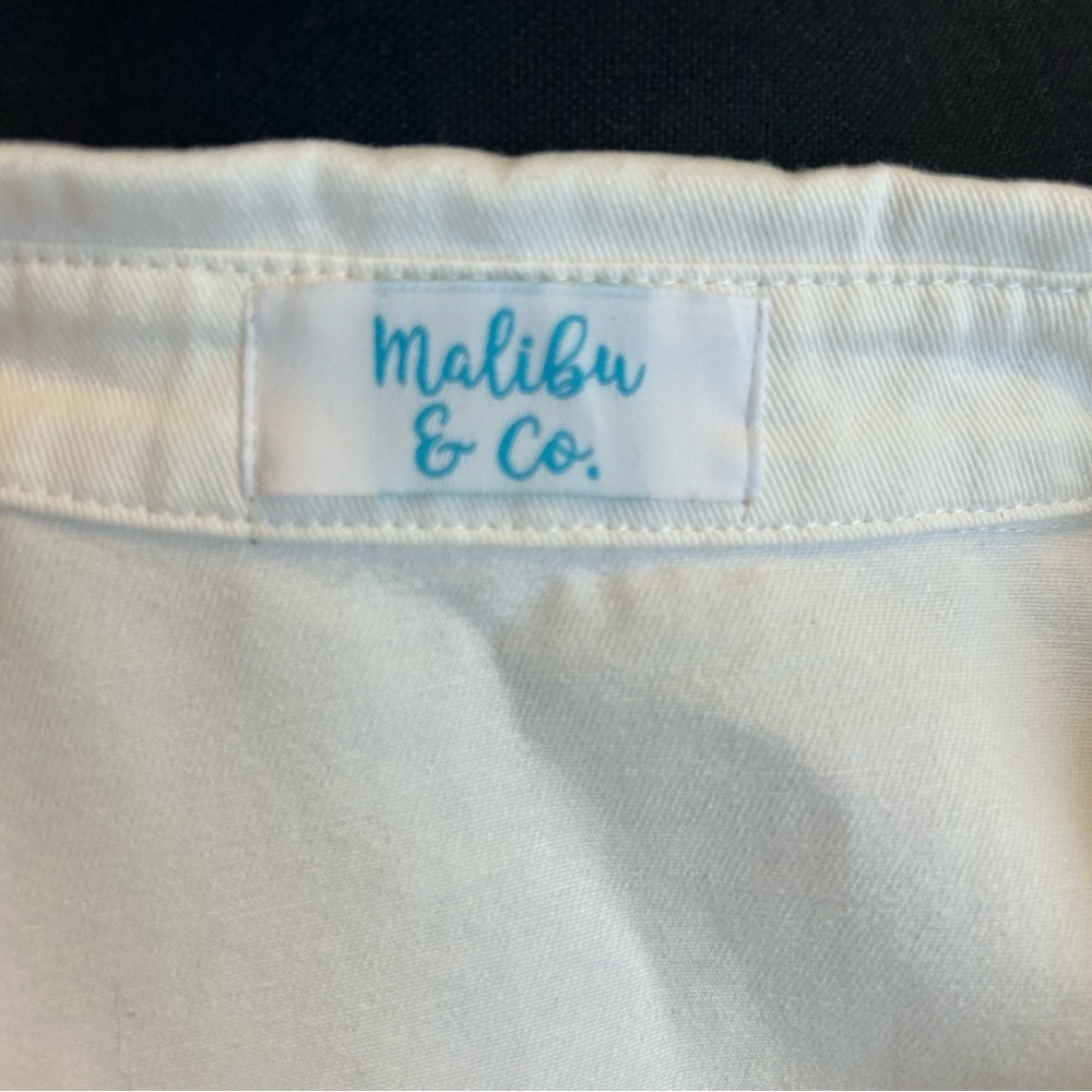 Malibu & Co White Button Down Denim Shirt with Silver Sequins Pockets. Size M - Picture 4 of 5
